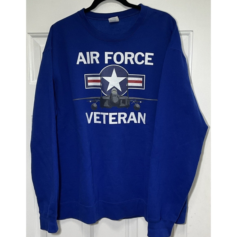 Air Force Veteran Sweatshirt Vintage Roundel & Jet USA Red/White/Blue Men's XL